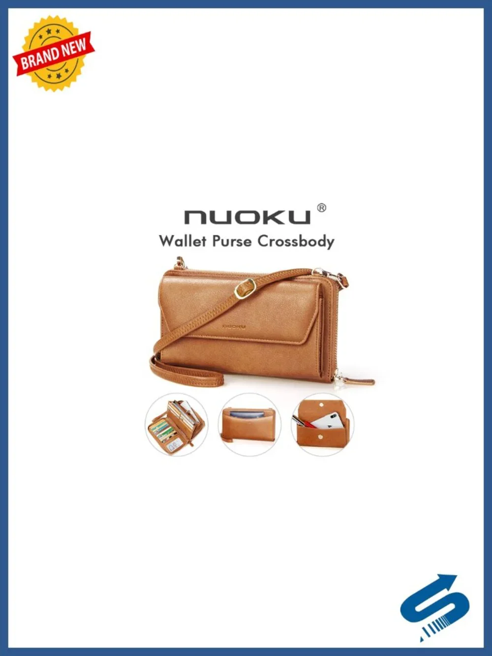 RFID Blocking Zip-Around Wristlet Wallet Crossbody Clutch with 2 Removable